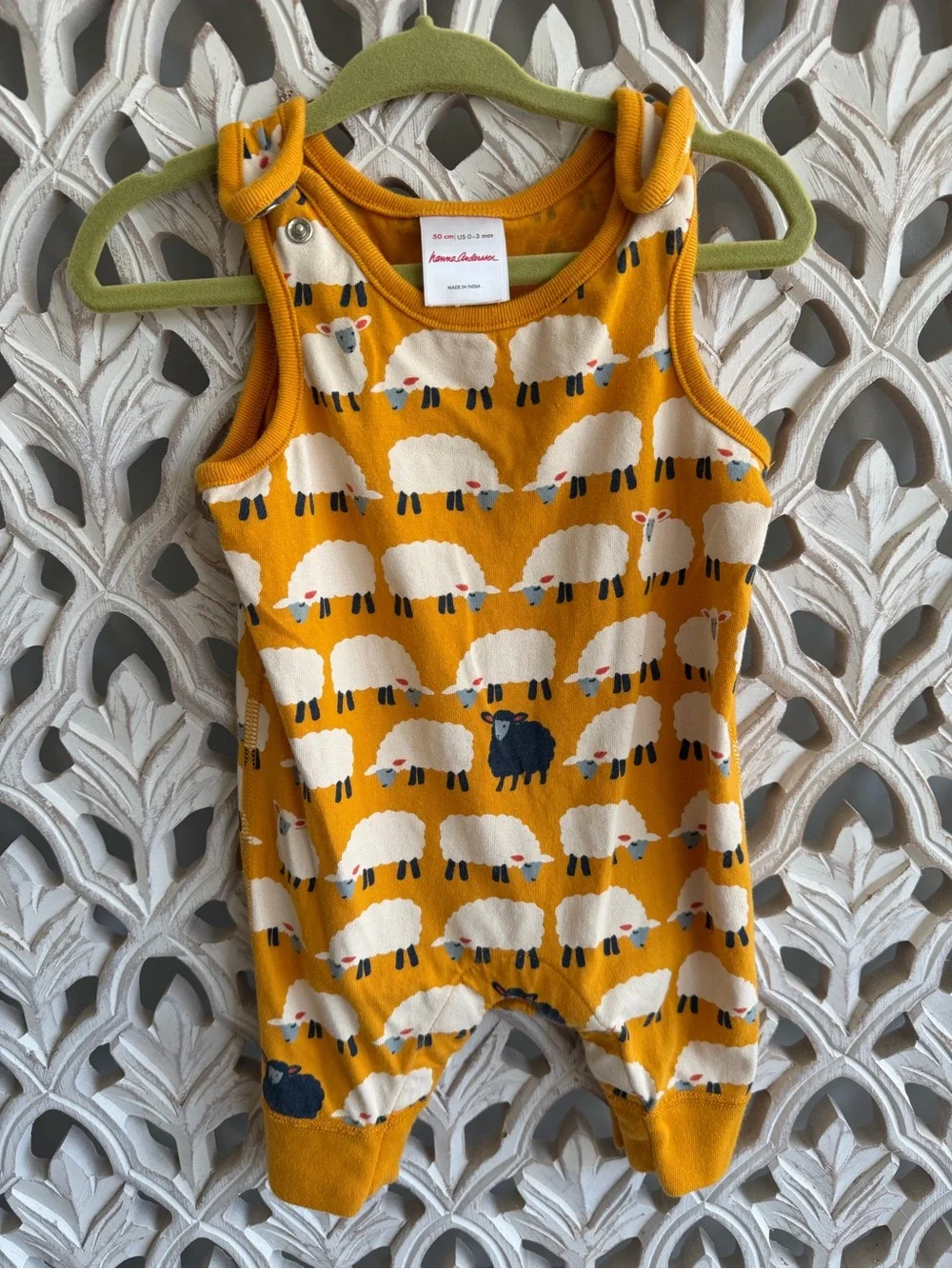 Hanna Andersson Sheep Baby Romper, 0-3M